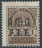 1947 TRIESTE A RECAPITO AUTORIZZATO 1 LIRA MNH ** - RE5-5 - Posta Espresso