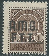 1947 TRIESTE A RECAPITO AUTORIZZATO 1 LIRA MNH ** - RE5-8 - Posta Espresso