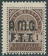 1947 TRIESTE A RECAPITO AUTORIZZATO 1 LIRA MNH ** - RE10-3 - Posta Espresso