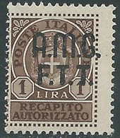 1947 TRIESTE A RECAPITO AUTORIZZATO 1 LIRA MNH ** - RE20-4 - Exprespost