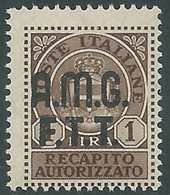 1947 TRIESTE A RECAPITO AUTORIZZATO 1 LIRA MNH ** - RE20-7 - Eilsendung (Eilpost)