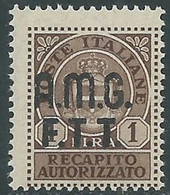 1947 TRIESTE A RECAPITO AUTORIZZATO 1 LIRA MNH ** - RE20-10 - Posta Espresso