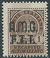 1947 TRIESTE A RECAPITO AUTORIZZATO 1 LIRA MNH ** - RE28 - Correo Urgente