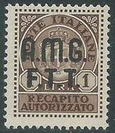 1947 TRIESTE A RECAPITO AUTORIZZATO 1 LIRA MNH ** - RE28-7 - Correo Urgente