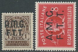 1947 TRIESTE A RECAPITO AUTORIZZATO 2 VALORI MNH ** - RE9 - Eilsendung (Eilpost)