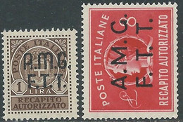 1947 TRIESTE A RECAPITO AUTORIZZATO 2 VALORI MNH ** - RE9-3 - Express Mail