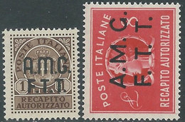 1947 TRIESTE A RECAPITO AUTORIZZATO 2 VALORI MNH ** - RE9-5 - Posta Espresso