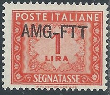1949-54 TRIESTE A SEGNATASSE 1 LIRA MH * - RE8-9 - Impuestos