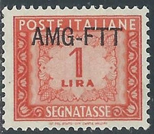 1949-54 TRIESTE A SEGNATASSE 1 LIRA MNH ** - RE8-3 - Segnatasse