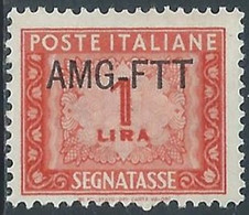 1949-54 TRIESTE A SEGNATASSE 1 LIRA MNH ** - RE8-6 - Segnatasse