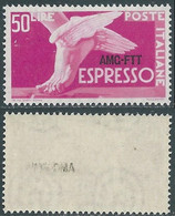 1952 TRIESTE A ESPRESSO 50 LIRE DECALCO MNH ** - RE23-6 - Correo Urgente