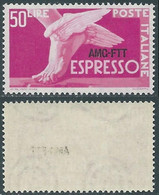 1952 TRIESTE A ESPRESSO 50 LIRE DECALCO MNH ** - RE23-7 - Posta Espresso