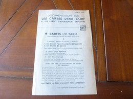 CHEMIN DE FER SNCF REDUCTION BILLETCARTES DEMI-TARIF 15MAI 1954 - Railway