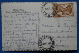 O19 AEF  CONGO BELLE CARTE 1955 BRAZZAVILLE POUR  ST NICOLAS FRANCE + AFFRANCH. PLAISANT - Lettres & Documents