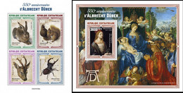 Centrafrica 2021, Art, Durer, 4val In BF +BF - Gravures