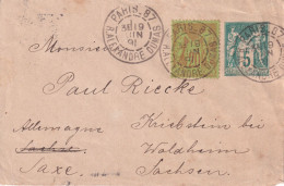 1891 - ENVELOPPE ENTIER SAGE Avec COMPLEMENT De PARIS => KRIEBSTEIN Bei WALDHEIM (SAXE) ! - 1876-1898 Sage (Type II)