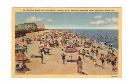 Rehoboth Beach, Delaware, USA, "12 Bathing Beach & Boardwalk,,,Showing Henlopes Hotel...., Del". 1948 Linen Postcard - Otros & Sin Clasificación