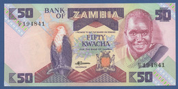 ZAMBIA - P.28 – 50 KWACHA ND (1986-1988)  UNC    Printer 	 Thomas De La Rue, London - Zambie
