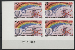NOUVELLE CALEDONIE N° 507 Bloc De Quatre NON DENTELE Neufs ** + COIN DATE . TB (voir Description) - Unused Stamps