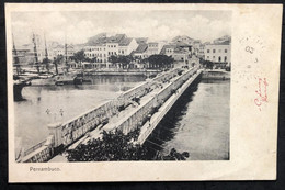 Brazil 1902 Postcard Bridge In Recife Pernambuco State Sent To Vincennes France Republic Dawn 50 Réis - Recife