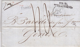 23555# PARIS  1842 L.F. LETTRE FRANCAISE Pour GENES ITALIE VIA DI PONT BEAUVOISIN GENOVA - Entry Postmarks