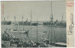 Brazil 1904 Postcard Internal Anchorage In Recife State Pernambuco State To Charleroi Belgium Republic Dawn 100 Réis - Recife