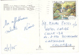 1986 £650 San Benedetto Del Tronto Su Cartolina X Colombia Roma Il Mosè - 1981-90: Marcofilia
