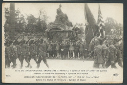 Fête Indépendance Américaine à Paris Le 4 Juillet 1918 ( 4è Année De Guerre ) Devant La Statue De Strasbourg   -   Fw09 - Guerra 1914-18