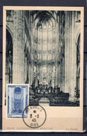 CATHEDRALE DE BEAUVAIS Sur Carte Maximum De 1945 (DERNIER JOUR D'EMISSION : 03/03/45). N°YT 666 Parfait état CM - 1940-1949