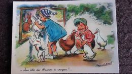 CPM REPRO ILLUSTRATRICE GERMAINE BOURET POULAILLER LAPINS POULE AMOURS A CROQUER   ED AUTHENTIQUES ET IMAGINAIRES - Bouret, Germaine