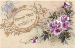 Carte En Celluloïd, Peinte à La Main - Bonne Fête - Fleurs - Sonstige & Ohne Zuordnung