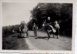 Photo 2 ânes Avec Leurs "cavaliers" ,Bagnères De Bigorre 1950, Format 9/6 - Anonymous Persons