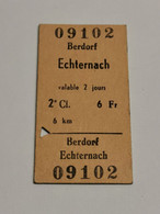 Luxembourg Billet CFL, Berdorf Echternach 1961 - Europa