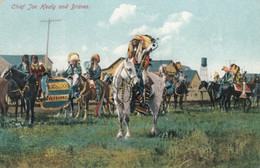Chief Joe Healy And Braves, Native American Indians On Horses, C1900s/10s Vintage Postcard - Indianer