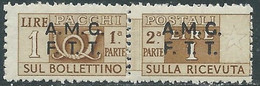 1947-48 TRIESTE A PACCHI POSTALI 1 LIRA MNH ** - RE24-7 - Pacchi Postali/in Concessione