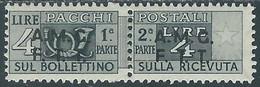 1947-48 TRIESTE A PACCHI POSTALI 4 LIRE MH * - RE24-4 - Postal And Consigned Parcels