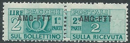1949-53 TRIESTE A PACCHI POSTALI 2 LIRE MNH ** - RE24-8 - Paquetes Postales/consigna