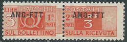 1949-53 TRIESTE A PACCHI POSTALI 3 LIRE MNH ** - RE24-6 - Postal And Consigned Parcels