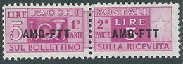 1949-53 TRIESTE A PACCHI POSTALI 5 LIRE MH * - RE25-7 - Postal And Consigned Parcels