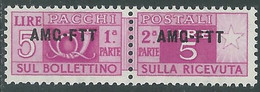 1949-53 TRIESTE A PACCHI POSTALI 5 LIRE MNH ** - RE24-3 - Paketmarken/Konzessionen