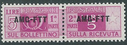 1949-53 TRIESTE A PACCHI POSTALI 5 LIRE MNH ** - RE24-5 - Paketmarken/Konzessionen