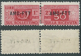 1949-53 TRIESTE A PACCHI POSTALI 50 LIRE DECALCO MNH ** - RE24-7 - Colis Postaux/concession