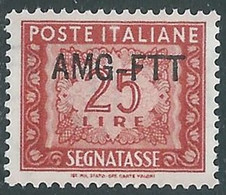 1949-54 TRIESTE A SEGNATASSE 25 LIRE MNH ** - RE11-6 - Segnatasse