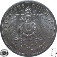 LaZooRo: Germany PRUSSIA 3 Mark 1914 A UNC - Silver - 2, 3 & 5 Mark Silber