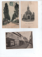 3 CPA -  Roye - La Route De Nesle (joli Parcours Pour Autos)    /  Chapelle N.D. De Paix  /  La Rue De Paris - Roye