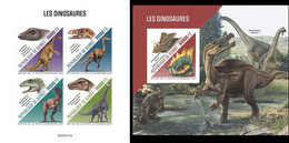 Guinea 2021, Animals, Dinosaurus, 4val In BF +BF IMPERFORATED - Vor- U. Frühgeschichte