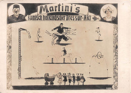 Carte Photo CIRQUE Martini's Komisch Holandischer Dressur Akt -Spectacle-Cabaret-Dressage CHIEN Comique Dessin-Magdeburg - Circo