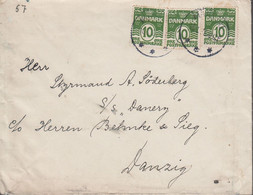__1926. DANMARK __ 3 Ex 10 øre On Cover To A Ship In Danzig Cancelled MARSTAL 16.1.26... (Michel 120) - JF417186 - Briefe U. Dokumente