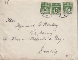 __1926. DANMARK __ 3 Ex 10 øre On Cover To A Ship In Danzig Cancelled MARSTAL 16.1.26... (Michel 120) - JF417186 - Brieven En Documenten