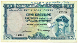 Portuguese INDIA - 100 Escudos - 02.01.1959 - Pick 43 - 6 Digit - With 1 Hole - Afonso De Albuquerque - Other - Asia
